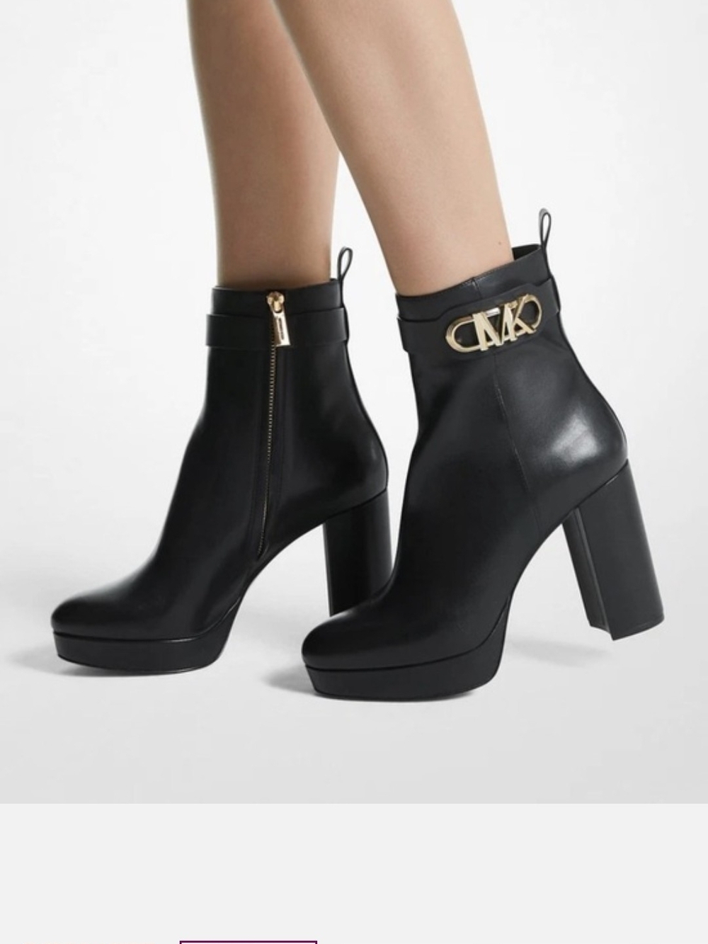 MICHAEL Michael Kors Black Leather Platform Ankle Boot - Picture 5 of 12